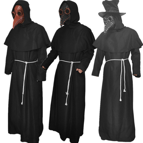 Unisex Halloween Robe Hooded Cloak Costume Cosplay Monk Suit Adult Role-playing Decoration Clothing Plague Doctor Bird Mask hot ► Photo 1/6