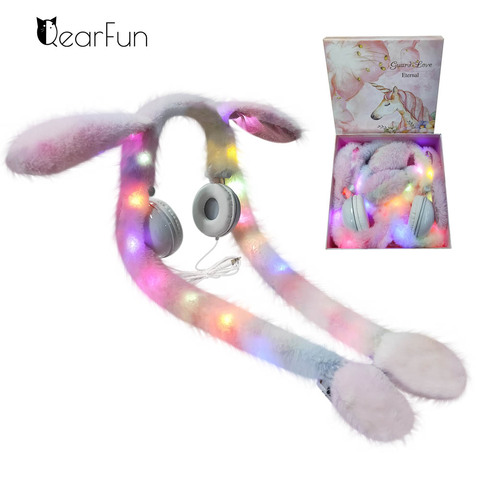 Cute Girls Wired Headphones Led Light Kids Rabbit Cartoon Anime Headphones Computer Music Headset For Mobile Phone MP3 Kids Gift ► Photo 1/6