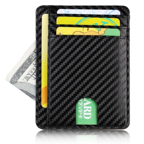 Leather Business Card Holder, Slim Men's Wallet RFID