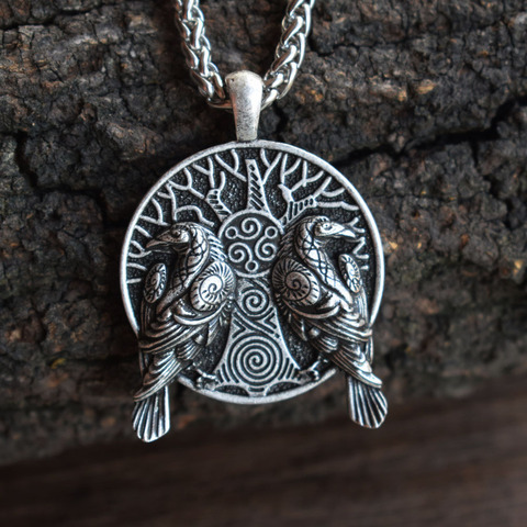 SanLan Norse viking YGGDRASIL TREE OF LIFE couple raven necklace ► Photo 1/6