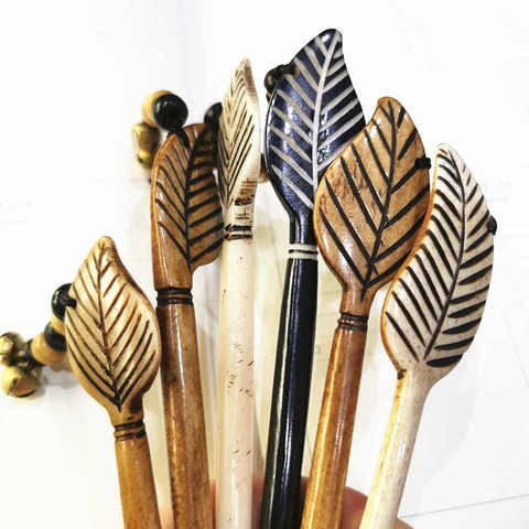 Hairwear Tibet Yak Bone Hand Carved Leaves Hairpins Ethnic Tribal Hairwear Hairsticks Many Designs ► Photo 1/2