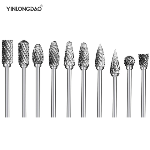 10pcs tungsten steel grinding head tungsten carbide burrs sets mini drill diamond burs material tungstenio dremel accessories ► Photo 1/6