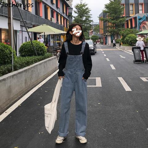Jumpsuits Women Long Denim Strap Slim Summer All-match Vintage Womens Fashion Streetwear BF Ulzzang Leisure Simple Chic Students ► Photo 1/6