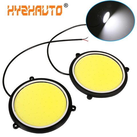 HYZHAUTO 2Pcs High Power COB DRL 88mm Round Car LED Daytime Running Lights Auto Front Fog Lamp Bulb White 12V ► Photo 1/6