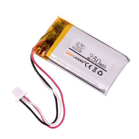 3.7V 250mAh 402035 Lithium Polymer  Rechargeable battery  JST 1.0mm 3pin 1.25 3Pin Replace with XIAOYI MI YI DVR ► Photo 1/6