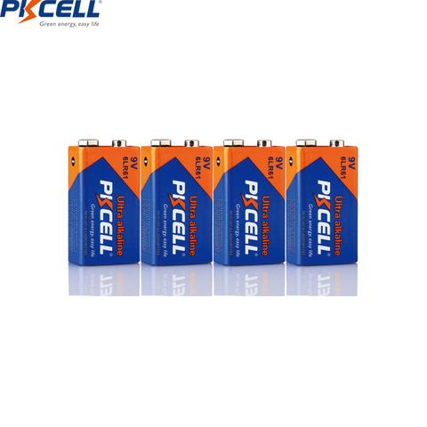 4PC PKCELL Alkaline 9V 6LR61 6AM6 1604A MN1604 522 Battery Dry Primary Batteries For Gas Stoves Water Heater Microphone ► Photo 1/5