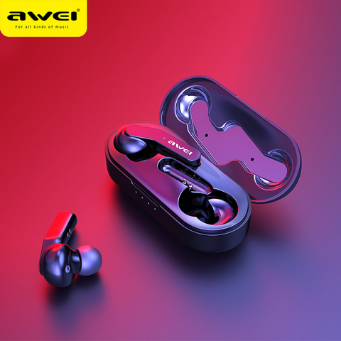 AWEI Update TWS 5.0 IPX4 Bluetooth True Wireless Earbuds Touch Control Noise Cancelling Volume Control Super Bass Sound With Mic ► Photo 1/6