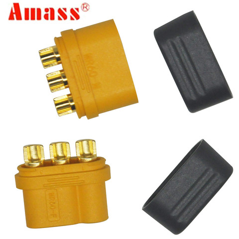 2pairs Amass MR60 Plug with Protector Cover 3.5mm 3 core Connector T plug Interface Connector Sheathed for RC Model 50%off ► Photo 1/6