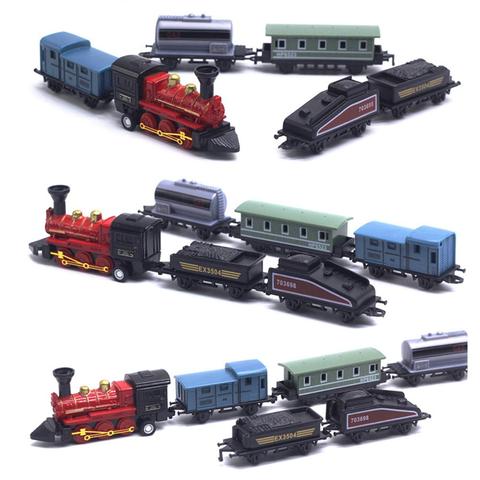 6 in 1 Diecast Steam Train Locomotive Carriage Pull Back Model Education Toy ► Photo 1/6