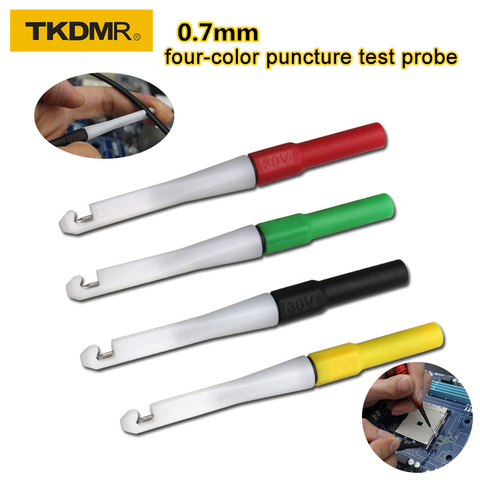 TKDMR 4mm Socket Insulation Piercing Needle Non-destructive Back Probe Pin Test Probes Red/Black/Yellow/Green Mini Wire Piercer ► Photo 1/6