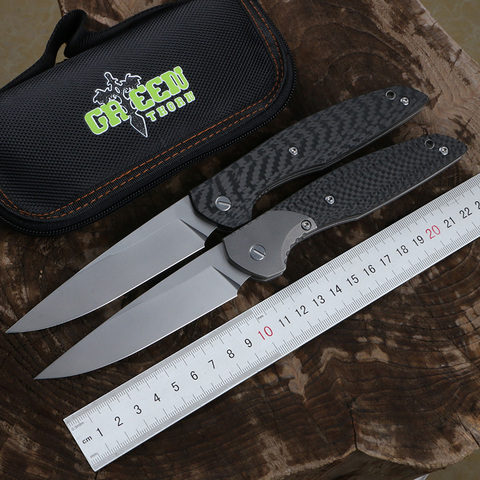 Green thorn 110bd2 blade carbon fiber + TC4 titanium handle, practical folding knife EDC tool for outdoor camping and fruit hunt ► Photo 1/6