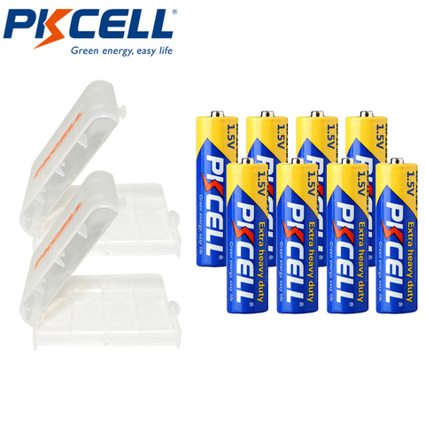 8Pcs PKCELL aa Battery Super Heavy Duty AA R6P UM3 MN1500 E91 1.5v Primary Batteries Packed With 2Piece Battery Box ► Photo 1/6