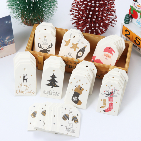 50PCS Merry Christmas DIY Kraft Tags Labels Gift Wrapping Paper Hang Tags Santa Claus Paper Cards Xmas Party Supplies ► Photo 1/6