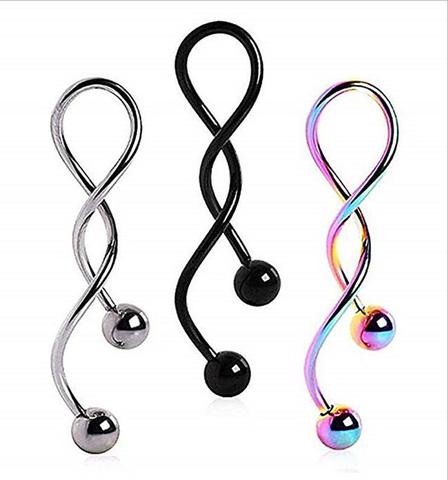 1pc Twist Spiral Ear Industrial Piercing Barbell 1.6*38mm Belly Button Ring Navel Piercing Nombril Ombligo Earring Ear Piercing ► Photo 1/6