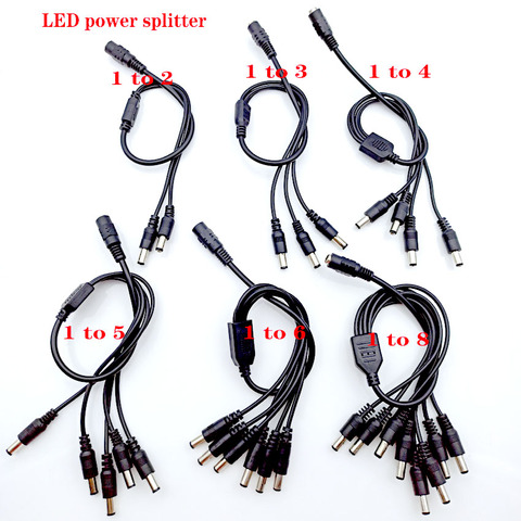 DC Power 1 Female to 2 3 4 5 6 8 Male Way Splitter Adapter Connector Plug Cable 5.5mm*2.1mm 12V For CCTV Camera LED Strip Light ► Photo 1/6