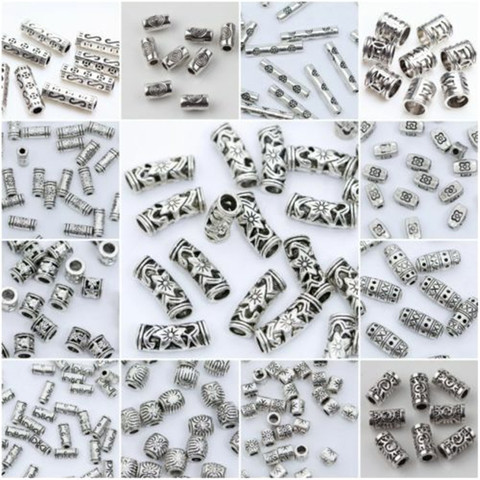 27 Styles Tibetan Silver Tube Beads Metal Spacer DIY Beads Tube Charms for Jewelry Making 20/50/100Pcs ► Photo 1/6