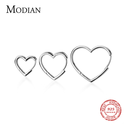 Modian Genuine 925 Sterling Silver Glossy Hearts Hoop Earring for Women Gift Simple Earring Fashion Korea Style Jewelry Bijoux ► Photo 1/5