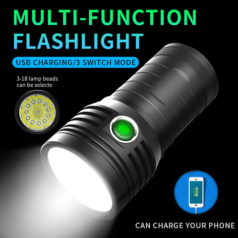 4800mAH T6 LED Flashlight Built-in Battery Powerful USB 18650 Flash Light Waterproof Floodlight Torch 3 Modes Output Function ► Photo 1/6