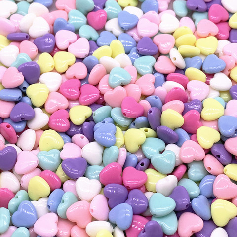 30pcs/lot 12mm 14mm Colourful Heart Shape Acrylic Loose Spacer Beads for Jewelry Making DIY Accessories ► Photo 1/6