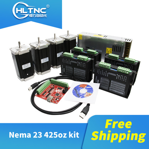 Free shipping 4 set DM542 Stepper motor driver+Nema23 425 Oz-in motor+4 axis mach3/5 axis DB25 board+1 pcs 350W36V power for CNC ► Photo 1/5