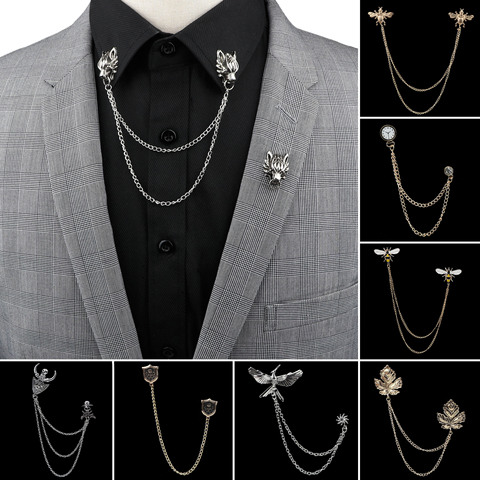 Man Suit Shirt Collar Tassel Chain Lapel Pin Brooch Dragon Badge Retro Pins  Wedding Dress Party Dance Neckware Accessories - Price history & Review, AliExpress Seller - TIEJMW Store