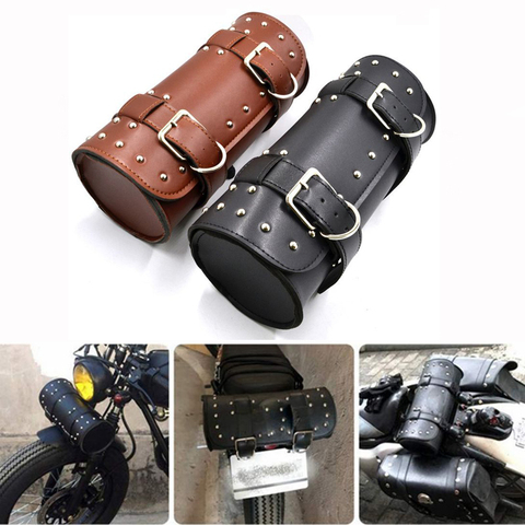 Universal Motorcycle Tool Storage Bag PU Leather Tool Tail Bag Front Fork Roll Saddle Luggage Bag Waterproof Bicycle Accessories ► Photo 1/6