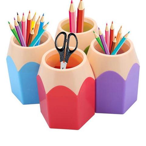 Pencil Shaped Make Up Brush Pen Holder Pot Office Stationery Storage Organizer School Supplies for kids Pens Holder DropShipping ► Photo 1/6