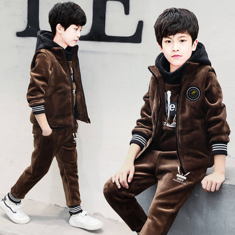 Boy Three-piece  Fleece Suit  New Winter 2022 Children's Winter Velvet Vest Suits ► Photo 1/6