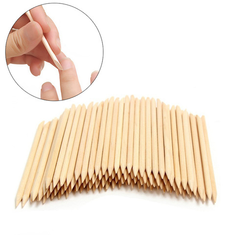 100PCS Wooden Cuticle Pusher Remover Nail Art Rhinestones Picker Orange Wood Sticks nail tools Manicure Multi-function  H1028 ► Photo 1/6