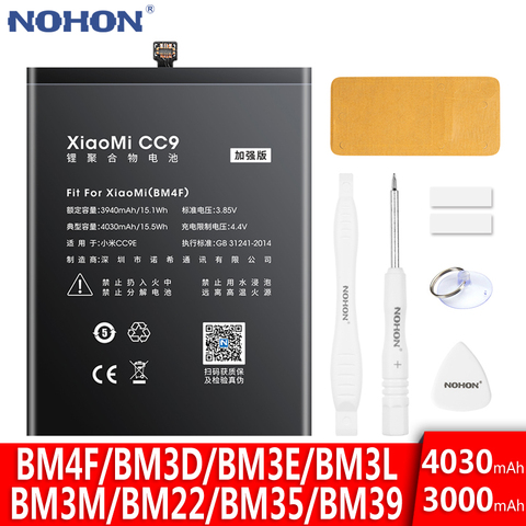 NOHON Battery For Xiaomi Mi CC9 CC9E 9 8 SE 6 5 4C Mi9 Mi8 Mi6 Mi5 Mi4C Replacement Bateria BM22 BM35 BM39 BM3E BM3D BM3L BM4F ► Photo 1/6