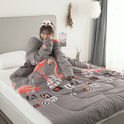 Winter Comforters Lazy Quilt with Sleeves Family Throw Blanket Hoodie Cape Cloak Nap Blanket Dormitory Mantle Covered Blanket ► Photo 1/6