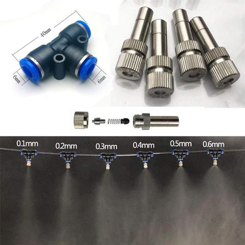 10PCS Fog Misting Nozzle With 6mm Tee Quick Connection Garden Water Irrigation Sprinkler for Low Pressure Misting System ► Photo 1/5