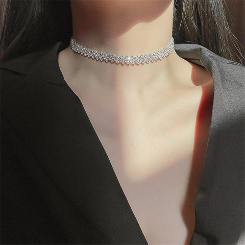 FYUAN Fashion Full Rhinestone Choker Necklaces for Women Geometric Crystal Necklaces Weddings Jewelry Party Gifts ► Photo 1/6