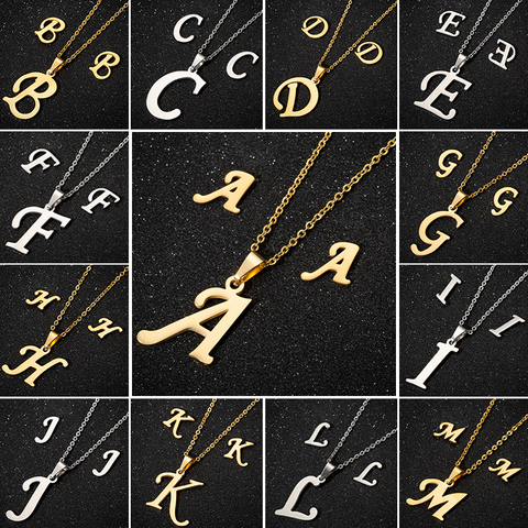 Gold Initial Letter Necklace for Women A-Z Alphabet Pendant Stainless Steel Chain Necklaces Punk Jewelry Christmas Bijoux Femme ► Photo 1/6