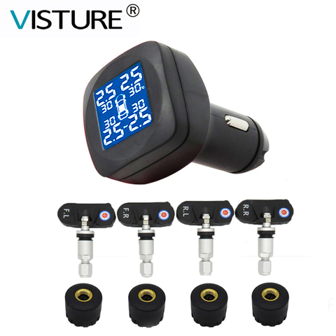 Cigarette Lighter TPMS Car Tire Pressure Alarm Monitor System Tyre Pressure Monitoring External Internal  Visture T05N S05W D03W ► Photo 1/6