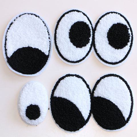 A Pair of Black and White Eyes  Cartoon IconTowel Embroidery Iron on Patches for Clothing DIY Custom Badges on the Backpack ► Photo 1/6