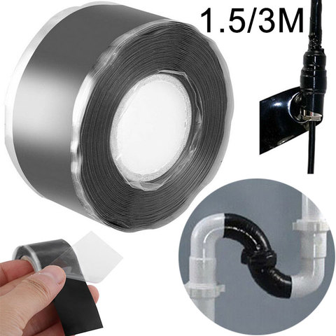 Powerful Magical Black Self-Adhesive Silicone Repair Tape Fiber Waterproof High Adhesion Pipe Seal Repair Sealing Tape ► Photo 1/6