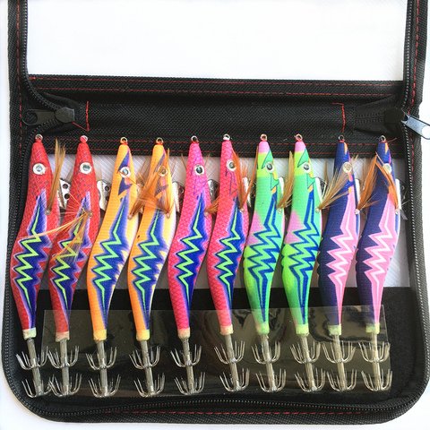 10PCS Fishing Lure Bag Squid Hook Jigs Octopus Cuttlefish Shrimp Baits 3D Eyes Luminous Lures ► Photo 1/6