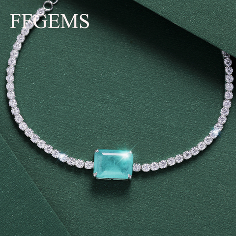 FFGEMS Paraiba Tourmaline Emerald Gemstone Diamonds Bangle Charm Tennis Bracelets silver gold color Fine Jewelry Wholesale box ► Photo 1/6