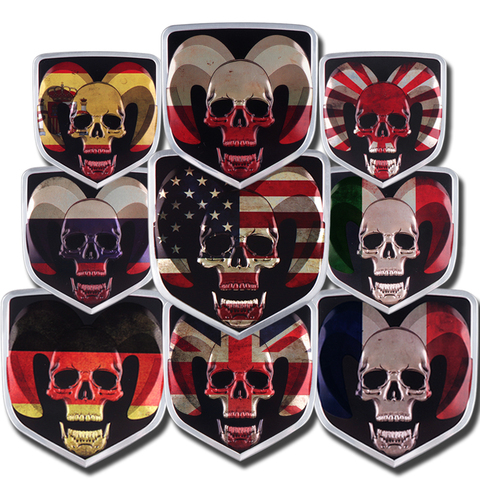 New 3D Aluminum Personality DIY Skull flag decoration Sticker for dodge Ram Caliber Journey Caravan Durango SRT car styling ► Photo 1/6