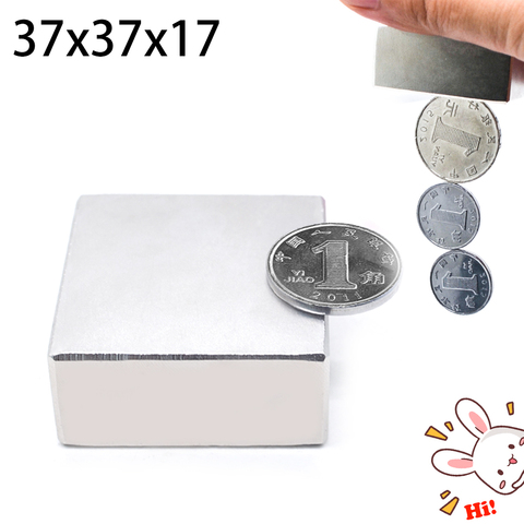 Neodymium Magnet  N52 1pcs Block Magnet 37x37x17 mm (replace 40*40*20 mm ) Strong Rare Earth magnets ► Photo 1/6