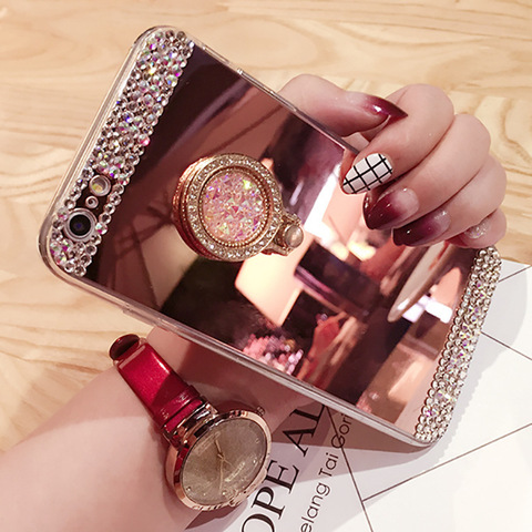 Luxury Diamond Case For Xiaomi Redmi Note 8 7 5 Pro S2 6 6A Mi 9 Lite Mix 2s 8SE A1 5X A2 Rhinestone Glitter Soft TPU Mirror ► Photo 1/6