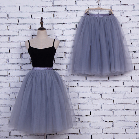 5 Layers 65cm Fashion Tulle Skirt Pleated TUTU Skirts Womens Lolita Petticoat Bridesmaids Midi Skirt Jupe Saias faldas ► Photo 1/6