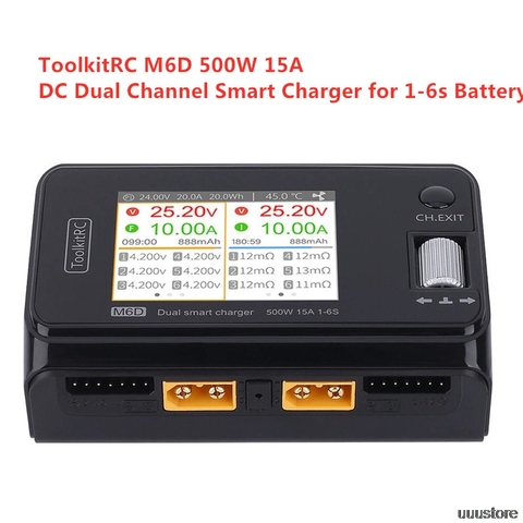 2022 ToolkitRC M6D 500W 15A DC Dual Channel MINI Smart Charger Discharger For 1-6S Lipo Battery FPV Model Spare Part Replace M8 ► Photo 1/6