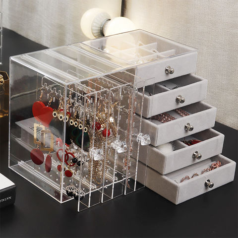 Portable Earring Display Shelf Dustproof Acrylic Jewelry Storage Box Drawer Desktop Ladies Necklace Bracelet Storage Box ► Photo 1/1