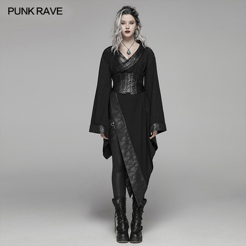 PUNK RAVE Women's Dark Punk Japanese Kimono Asymmetric Adjustable Party Club Stage Performance Irregular Personality Dress ► Photo 1/6