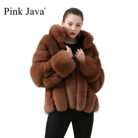 Pink Java QC19018 women coat winter fur jacket real fox fur coats natural fur jackets long sleeves hot sale stand collar ► Photo 1/6