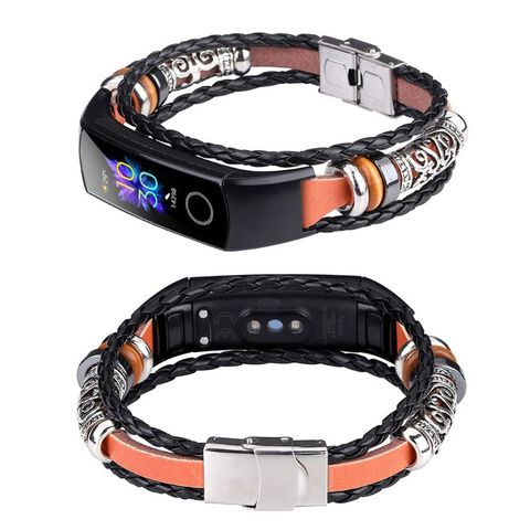 For Huawei Honor Band 5 4 Milanese Stainless Steel Leather Silicone Wrist  Strap