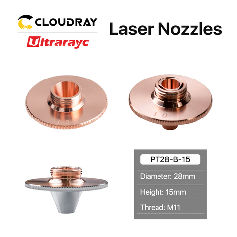 Ultrarayc Fiber Laser Cutting Nozzle Conusmables Bulge Type Double Chrome Layers D28 H15 M11 Caliber 0.8-4.0mm For Precitec Head ► Photo 1/6