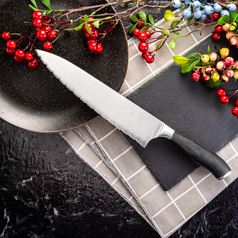 Stainless Steel Chef Knife Meat Cleaver Kitchen Knives Cooking Tools Serrated Frozen Meat Knife ► Photo 1/6